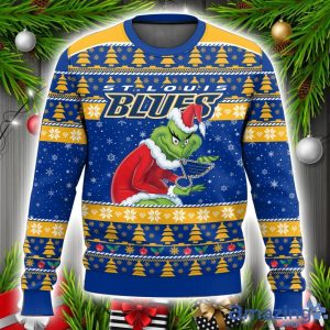 NHL St. Louis Blues Grinch Ugly Christmas Sweater Christmas Gift Unisex Men And Women Sweater Product Photo 1