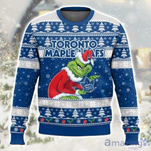 NHL Toronto Maple Leafs Grinch Ugly Christmas Sweater Limited Edition Gift For Men & Women Product Photo 1