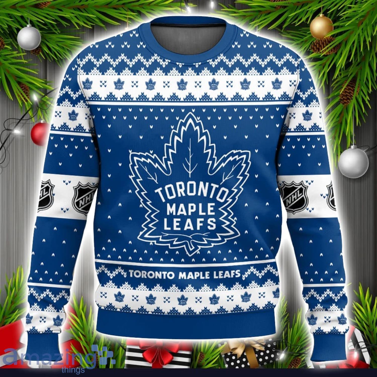NHL Toronto Maple Leafs Ugly Christmas Sweater Xmas Gift Ideas Men And Women Sweater Gift For Christmas image NHL Toronto Maple Leafs Ugly Christmas Sweater Xmas Gift Ideas Men And Women Sweater Gift For Christmas Product Photo 2