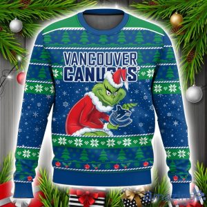 NHL Vancouver Canucks Grinch Ugly Christmas Sweater Christmas Gift Unisex Men And Women Sweater Product Photo 1