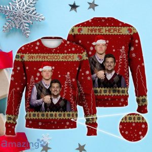 Nick Bosa Christian McCaffrey San Francisco Football Ugly Christmas Sweater Custom Name Product Photo 1