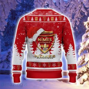 Nimes Olympique Logo Wearing Santa Hat Ugly Christmas Sweater Christmas Gift 3D Sweater Product Photo 3
