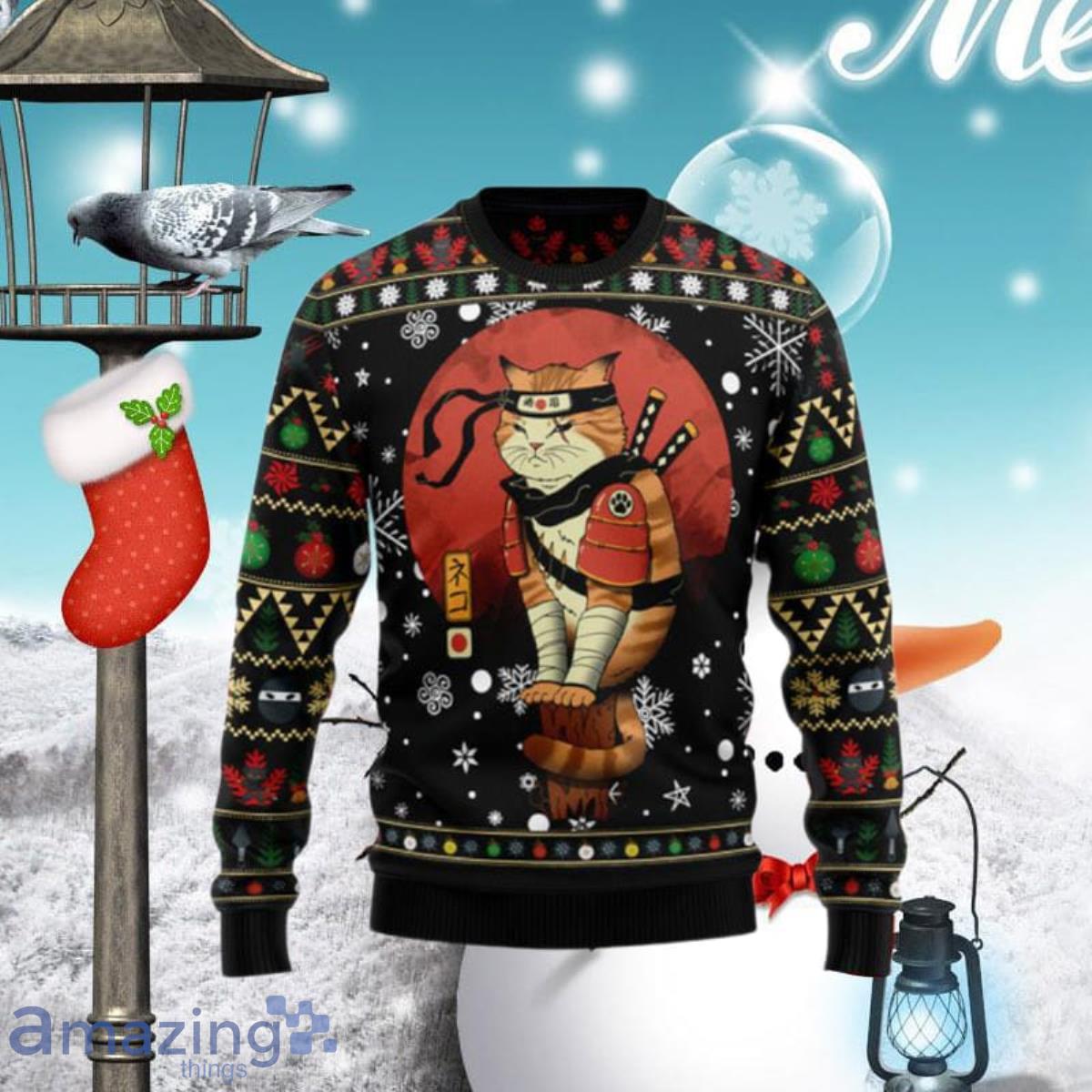 Ninja Cat Ugly Christmas Sweaters Special Gift For Men Women image Ninja Cat Ugly Christmas Sweaters Special Gift For Men Women Product Photo 1