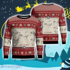North American FJ-4 Fury FJ4 Aircraft Ugly Christmas Sweater Christmas Gift Veteran 3D Sweater Product Photo 1