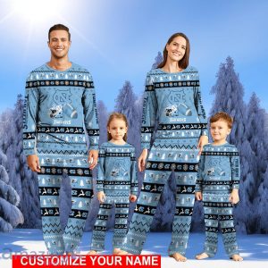 North Carolina Tar Heels Pajamas Set Custom Name Christmas Gift For Family Sport Pajamas Set Product Photo 1