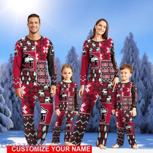 Northern Illinois Huskies Pajamas Set Personalized Name For Sport Fans Cute Christmas Pajamas Set For Family Product Photo 1