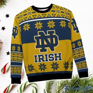 Notre Dame Fighting Irish Logo Big Snowflake Pattern Ugly Christmas Sweater Product Photo 4
