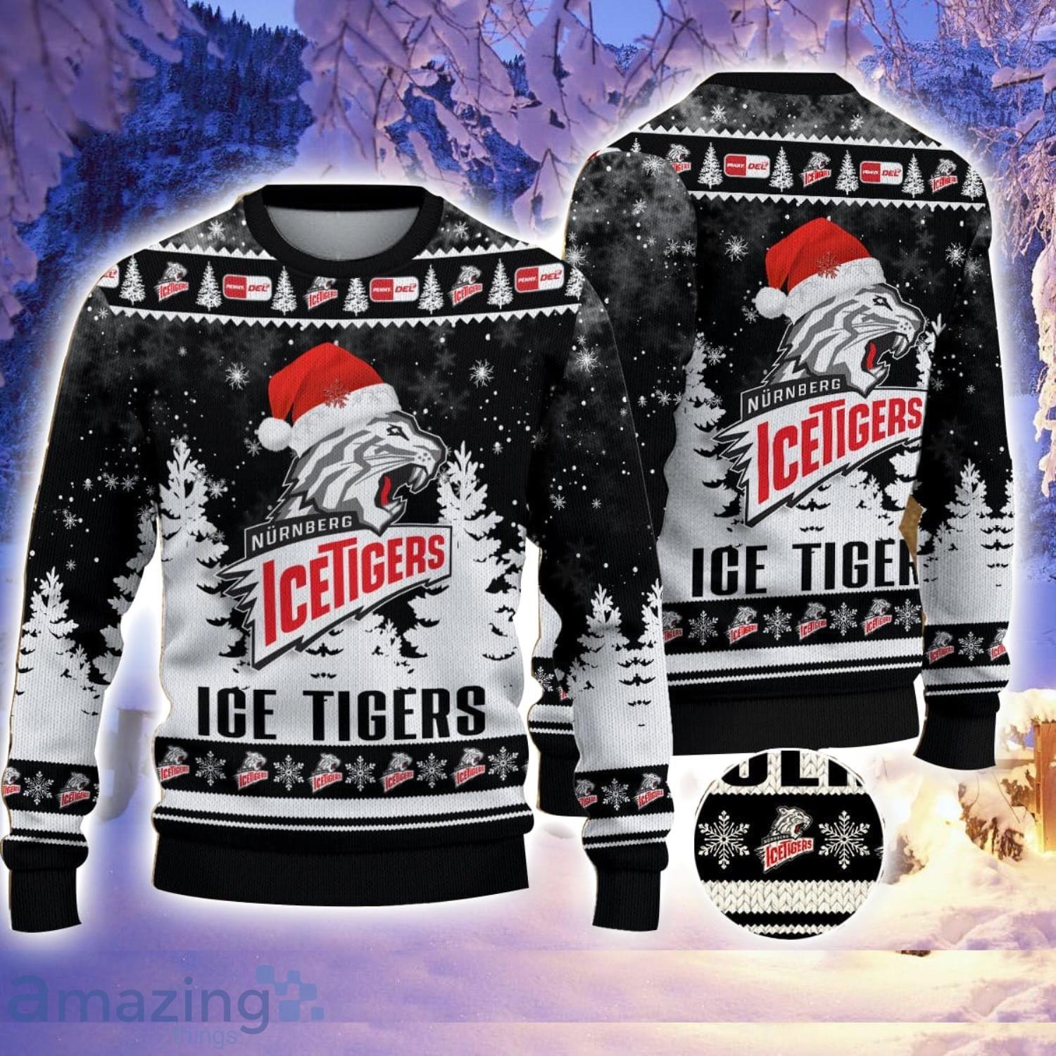Nurnberg Ice Tigers 3D Ugly Christmas Sweater Christmas Gift image Nurnberg Ice Tigers 3D Ugly Christmas Sweater Christmas Gift Product Photo 1