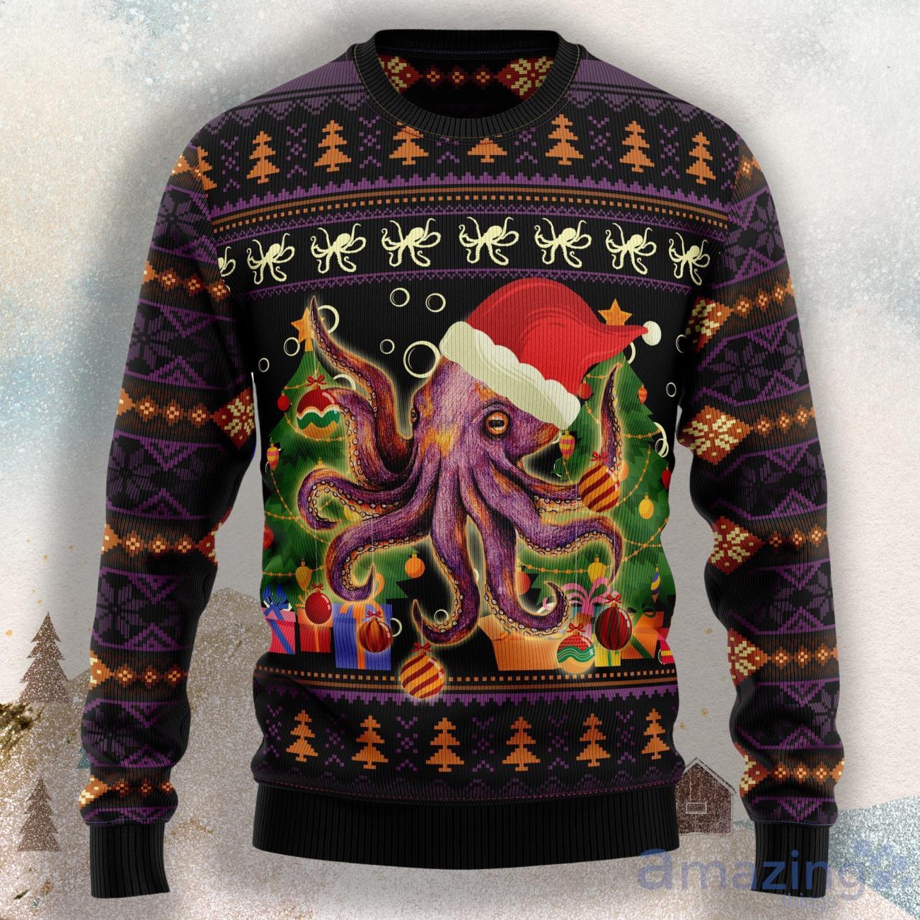 Octopus Ornament Ugly Christmas Sweater For Men & Women Product Photo 1