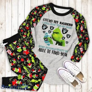 Offend My Las Vegas Raiders I Will Slap You So Hard Grinch Pajamas Set Product Photo 1
