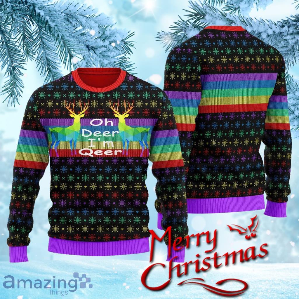 Oh Deer I'm Qeer Lgbt Ugly Christmas Ugly Sweater Gift For Men And Women image Oh Deer I'm Qeer Lgbt Ugly Christmas Ugly Sweater Gift For Men And Women
