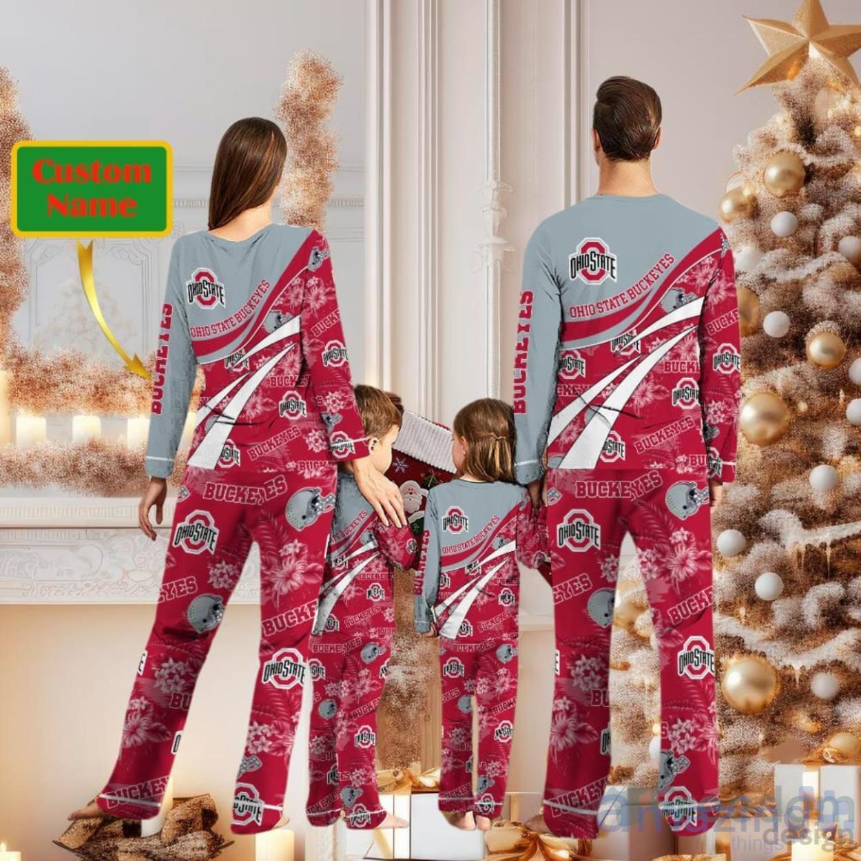 Ohio State Buckeyes Cute Christmas Pajamas Set Personalized Name