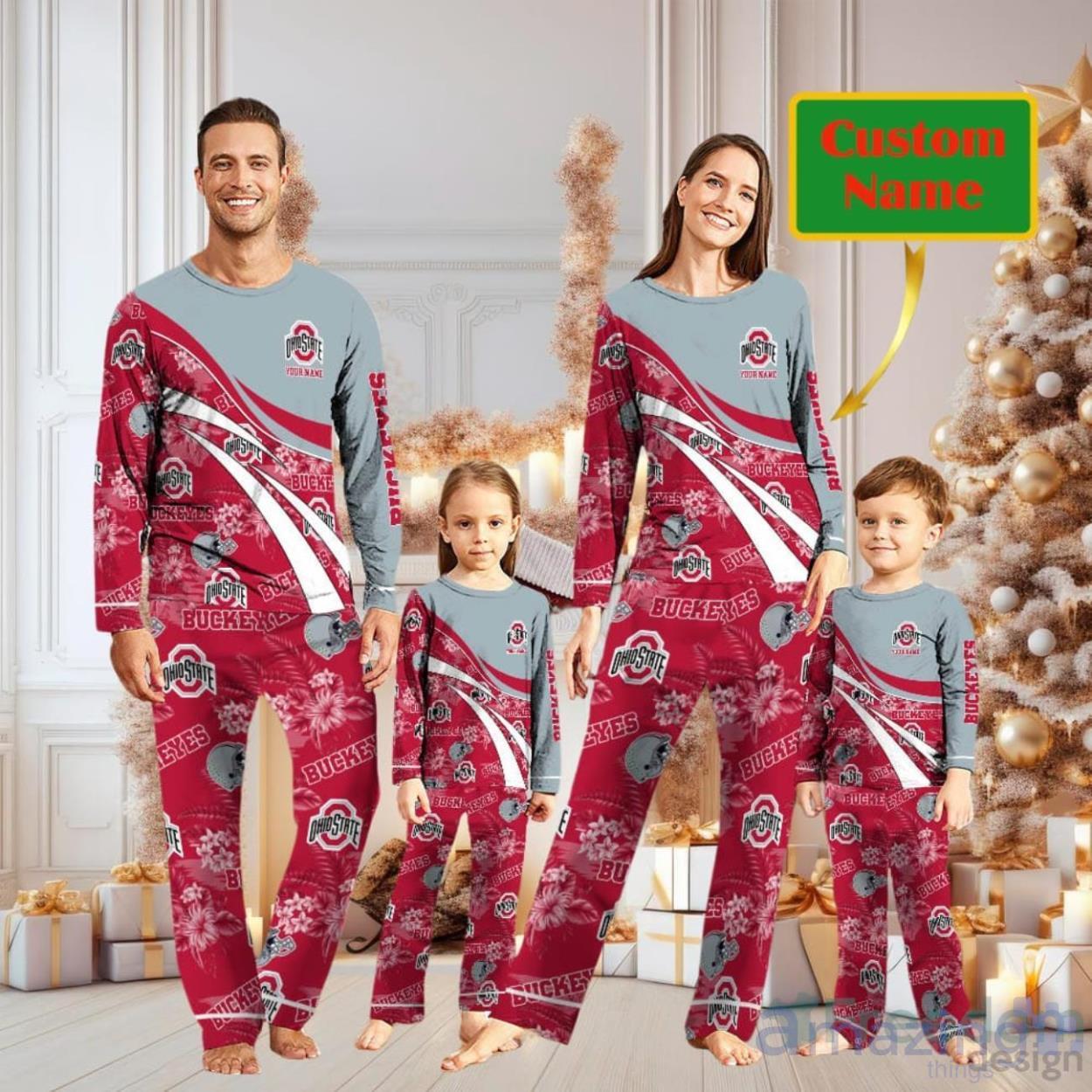 Ohio State Buckeyes Cute Christmas Pajamas Set Personalized Name