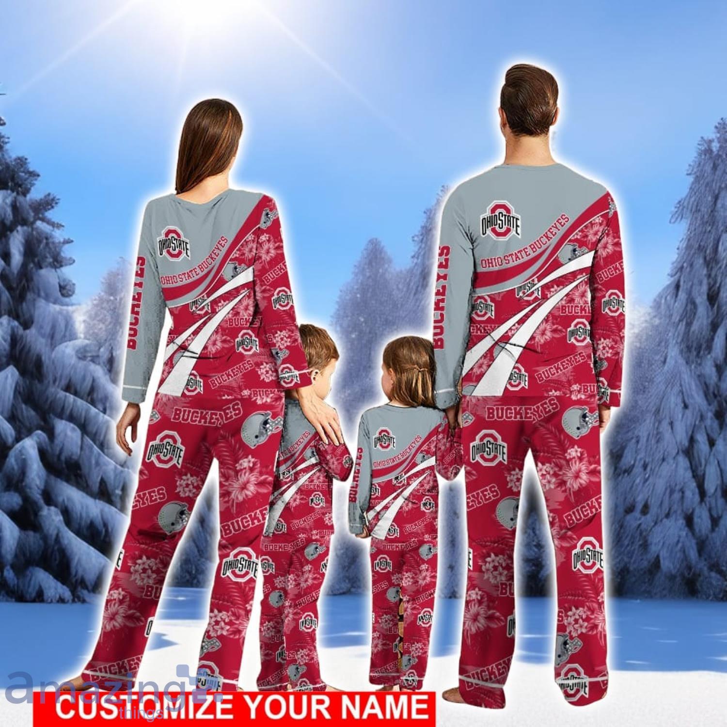 Ohio State Buckeyes Cute Christmas Pajamas Set Personalized Name