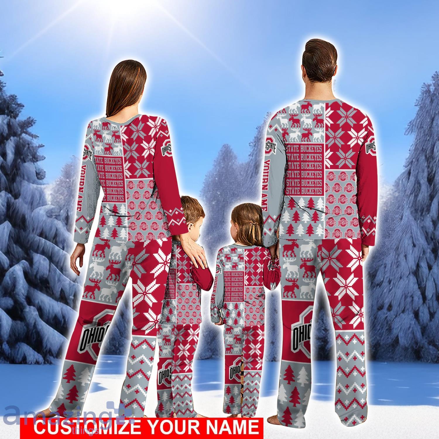 Ohio State Buckeyes Cute Christmas Pajamas Set Personalized Name