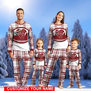 Oklahoma Sooners Pajamas Set Family Custom Name Christmas Gift Football Team Pajamas Set Product Photo 1