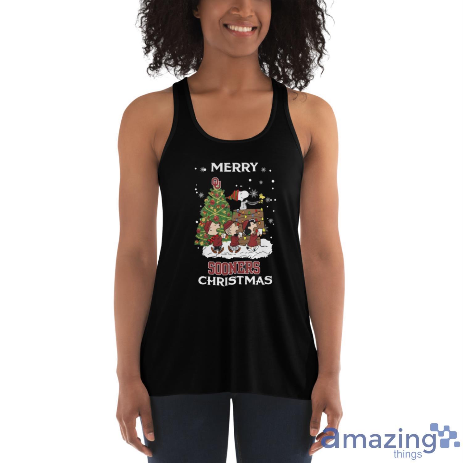 Oklahoma Sooners Snoopy Family Christmas Shirt Christmas Gift Ideas image Oklahoma Sooners Snoopy Family Christmas Shirt Christmas Gift Ideas - Women's Flowy Racerback Tank