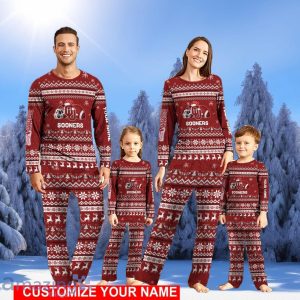 Oklahoma Sooners Team Pajamas Set Christmas Gift For Family Holiday Gift Personalized Name Product Photo 1