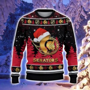 Ottawa Senators Santa Hat Pattern Ugly Christmas Sweater For Men And Women image Ottawa Senators Santa Hat Pattern Ugly Christmas Sweater For Men And Women Product Photo 2