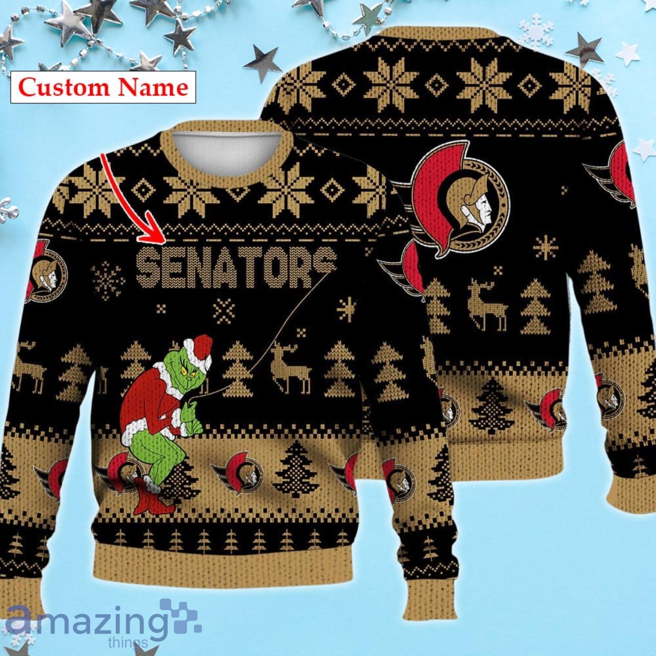 Ottawa Senators Ugly Sweater Christmas Custom Name Ice Hockey NHL Product Photo 1