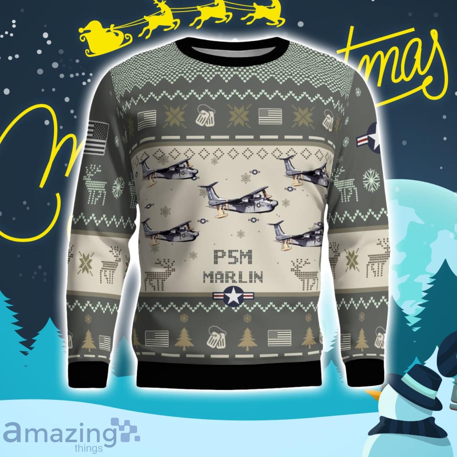P5M Marlin USCG Aircraft New Trend Veteran Sweater Ugly Christmas Sweater Gift For Christmas image P5M Marlin USCG Aircraft New Trend Veteran Sweater Ugly Christmas Sweater Gift For Christmas Product Photo 2