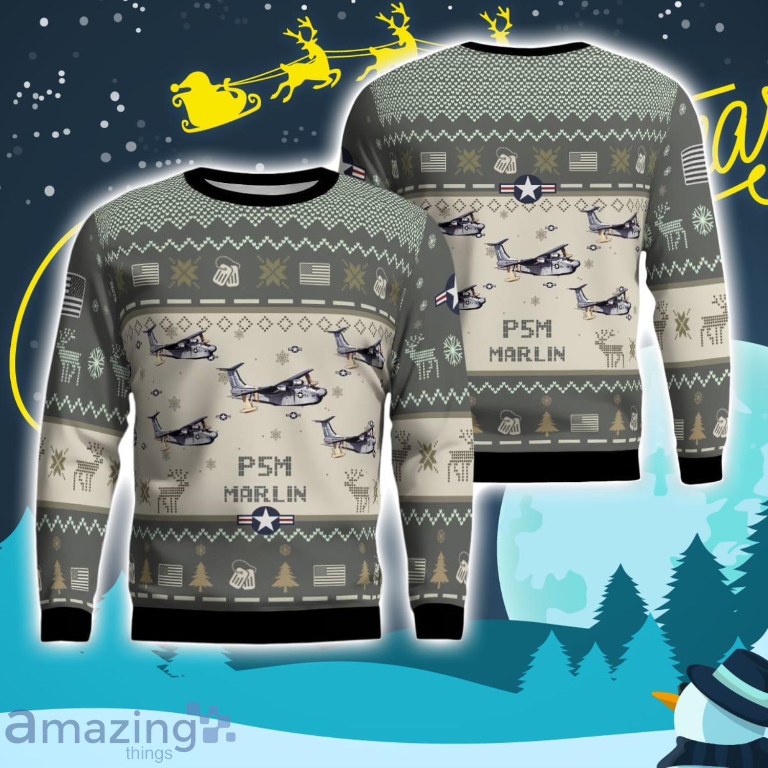 P5M Marlin USCG Aircraft New Trend Veteran Sweater Ugly Christmas Sweater Gift For Christmas image P5M Marlin USCG Aircraft New Trend Veteran Sweater Ugly Christmas Sweater Gift For Christmas Product Photo 1