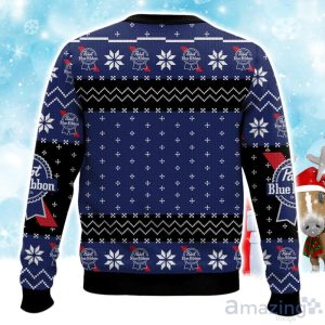 Pabst Blue Ribbon Ugly Christmas Sweater, Xmas Gift Ideas For Fan Product Photo 2