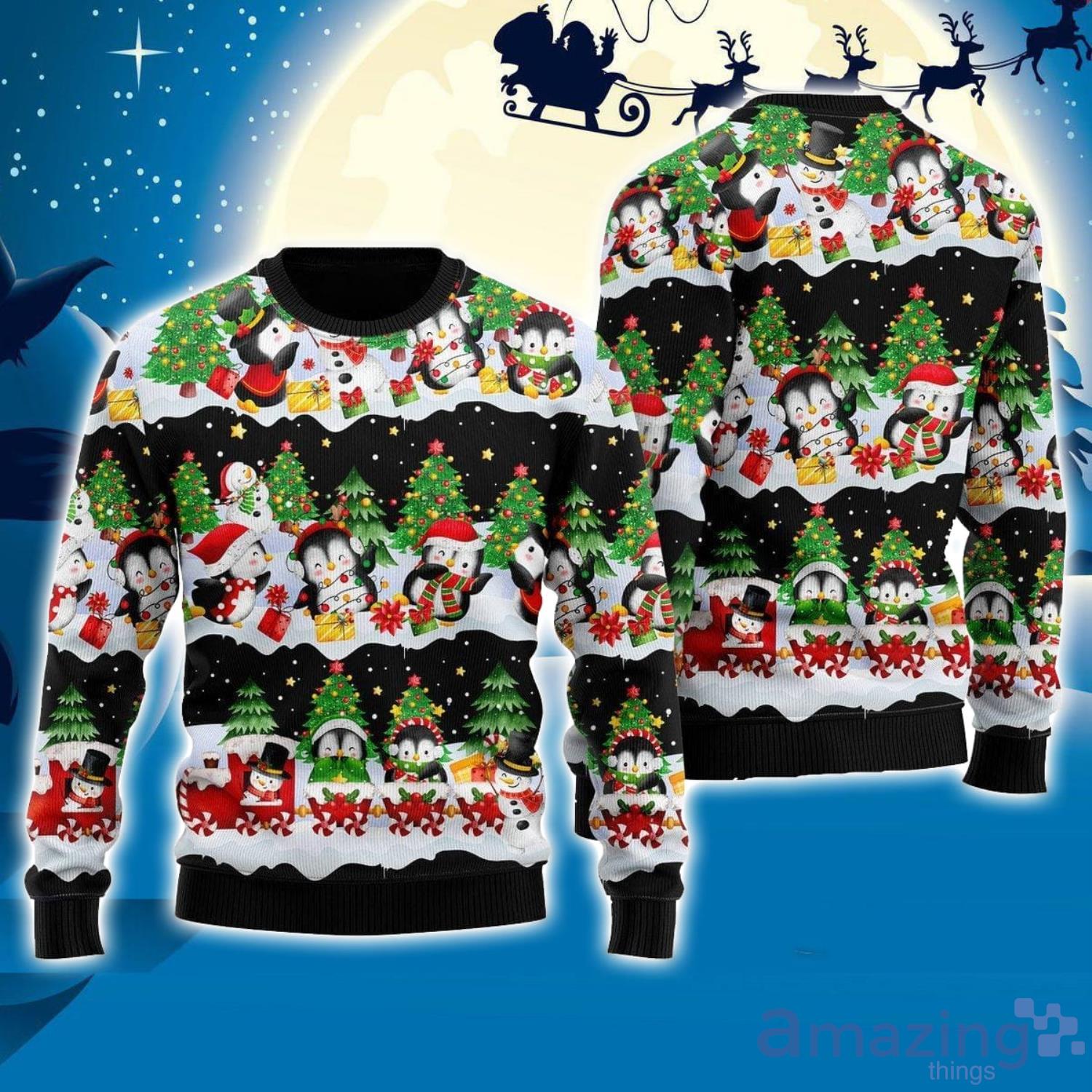 Penguin 3D Ugly Christmas Sweater Gift For Family Christmas Gift image Penguin 3D Ugly Christmas Sweater Gift For Family Christmas Gift Product Photo 1