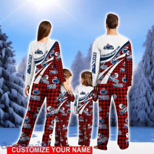 Penn State Nittany Lions Team Pajamas Personalize Name Buffalo Plaid Cute Christmas Pajamas Set Product Photo 2