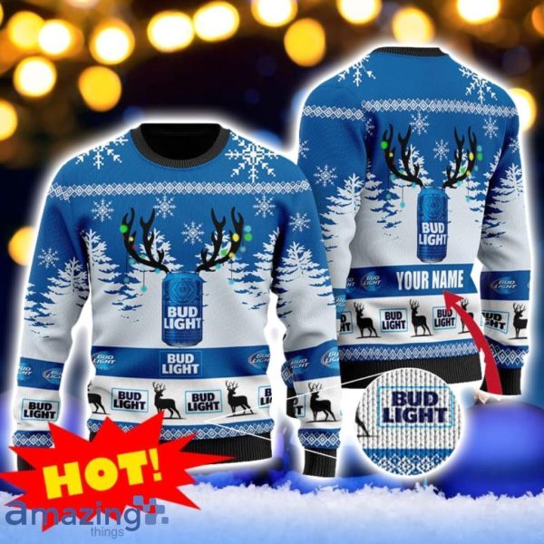 Personalized Deer Bud Light Christmas Ugly Sweater Gift For Men And Women Product Photo 1