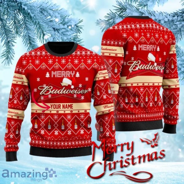 Personalized Merry Budweiser Beer Christmas Christmas Ugly Sweater Gift For Men And Women Product Photo 1