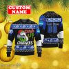 Personalized Name And Number NCAA Alabama-Huntsville Chargers Ugly Christmas Sweater Grinch Drink Up Gift For Men And Women