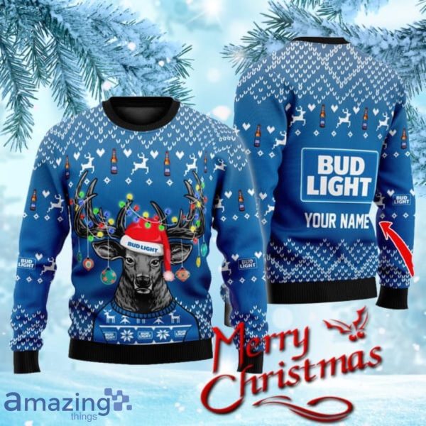 Personalized Reindeer Bud Light Christmas Christmas Ugly Sweater Gift For Men And Women Product Photo 1