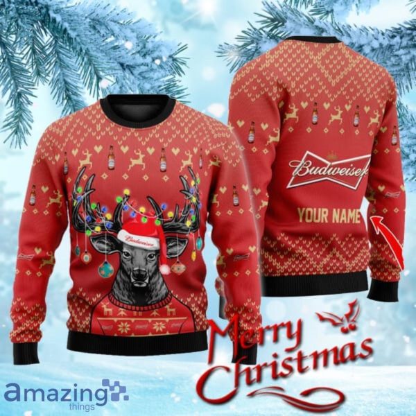 Personalized Reindeer Budweiser Christmas Christmas Ugly Sweater Gift For Men And Women Product Photo 1