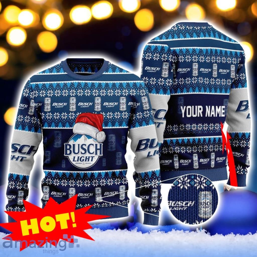 Personalized Santa Hat Busch Light Christmas Sweater Gift For Men And Women image Personalized Santa Hat Busch Light Christmas Sweater Gift For Men And Women Product Photo 1