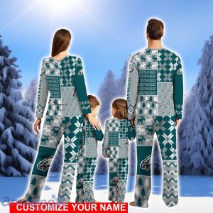 Philadelphia Eagles Pajamas Set Christmas snowflake pattern Pajamas Christmas Gift For Family Custom Name Product Photo 2