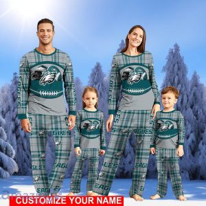 Philadelphia Eagles Pajamas Set Family Custom Name Christmas Gift Football Team Pajamas Set Product Photo 1