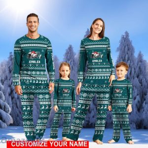 Philadelphia Eagles Team Pajamas Set Christmas Gift For Family Holiday Gift Personalized Name Product Photo 1