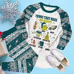 Philadelphia Eagles Things That Make Me Happy Grinch Pajamas Set Product Photo 2
