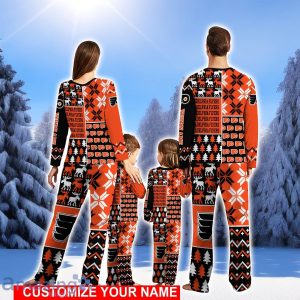 Philadelphia Flyers Pajamas Set Christmas snowflake pattern Pajamas Christmas Gift For Family Custom Name Product Photo 2