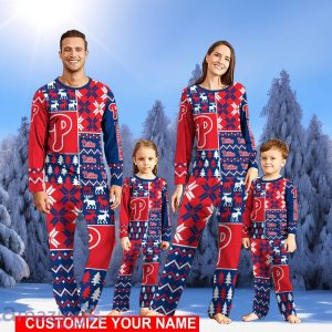 Philadelphia Phillies Pajamas Set Personalized Name For Sport Fans Cute Christmas Pajamas Set For Family Product Photo 1