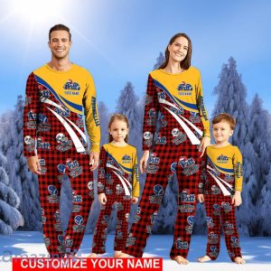Pittsburgh Panthers Team Pajamas Personalize Name Buffalo Plaid Cute Christmas Pajamas Set Product Photo 1
