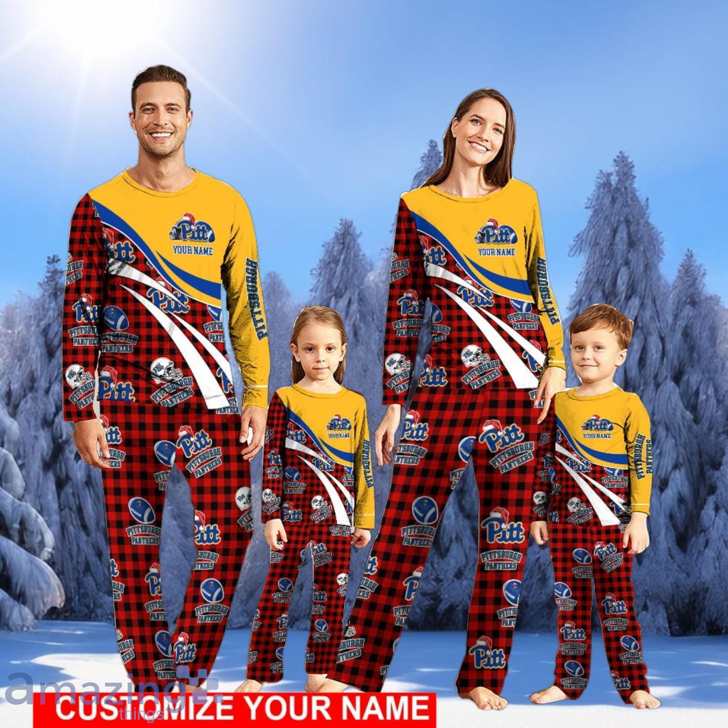 Pittsburgh Panthers Team Pajamas Personalize Name Buffalo Plaid Cute Christmas Pajamas Set image Pittsburgh Panthers Team Pajamas Personalize Name Buffalo Plaid Cute Christmas Pajamas Set Product Photo 1