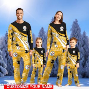 Pittsburgh Steelers Cute Christmas Pajamas Set Personalized Name Christmas Gifts For Fans Product Photo 1