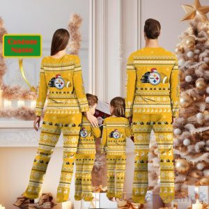 Pittsburgh Steelers Team Custom Name Christmas Pajamas For Fans Product Photo 2