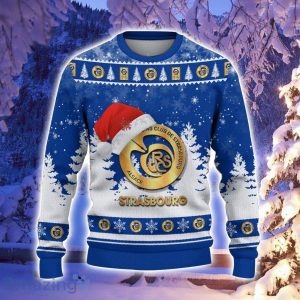 RC Strasbourg Alsace Logo Wearing Santa Hat Ugly Christmas Sweater Christmas Gift 3D Sweater Product Photo 2