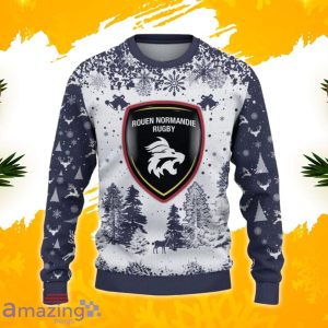Rouen Normandie Rugby Ugly Christmas Sweater, Xmas Gift Ideas 2023 For Fans Product Photo 2