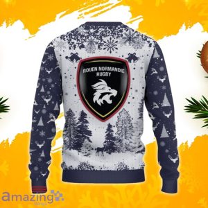 Rouen Normandie Rugby Ugly Christmas Sweater, Xmas Gift Ideas 2023 For Fans Product Photo 3