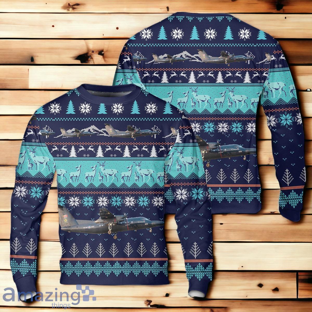 Royal Canadian Air Force De Havilland Canada CT 142 Dash 8 (DHC 8 102) Christmas Sweater image Royal Canadian Air Force De Havilland Canada CT-142 Dash 8 (DHC-8-102) Christmas Sweater Product Photo 1