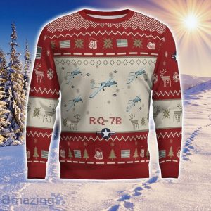 RQ-7B RQ7B Aircraft Red Ugly Chrisrmas Sweater Aircraft Lover Veteran 3D Sweater Winter Gift Product Photo 2